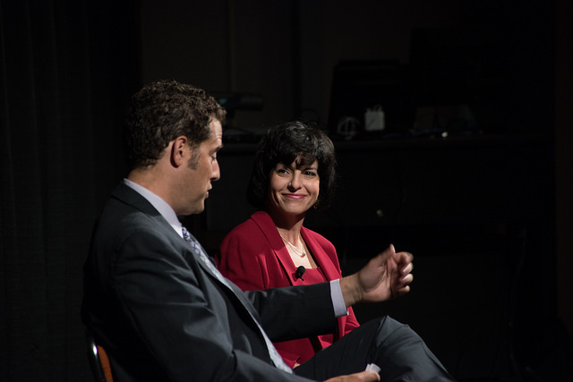 Wall Street Journal reporter Russell Gold interviews Railroad Commissioner Christi Craddick at the 2015 Texas Tribune Festival. Photo provided courtesy of Texas Tribune.
